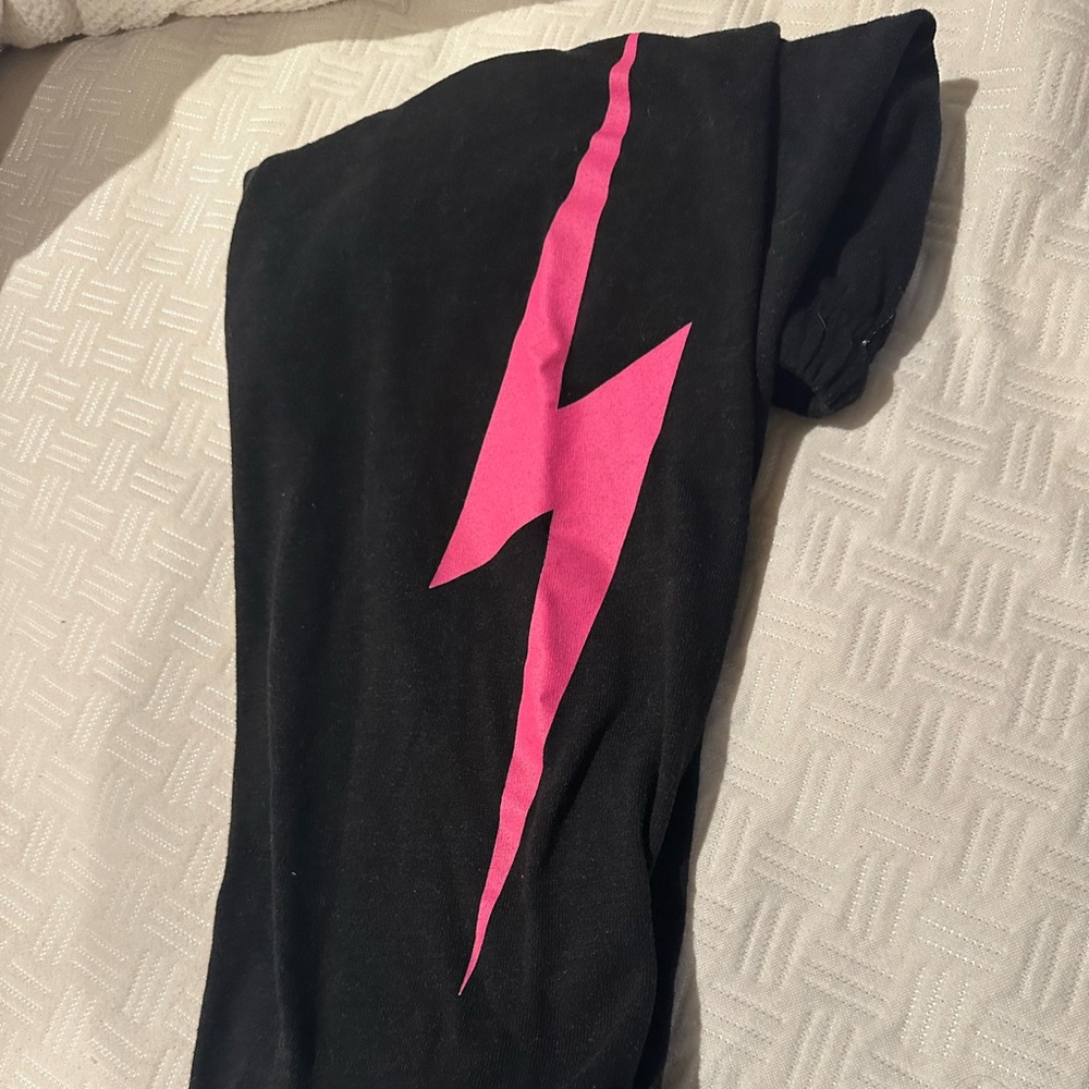 Black and Pink aviator nation bolt joggers